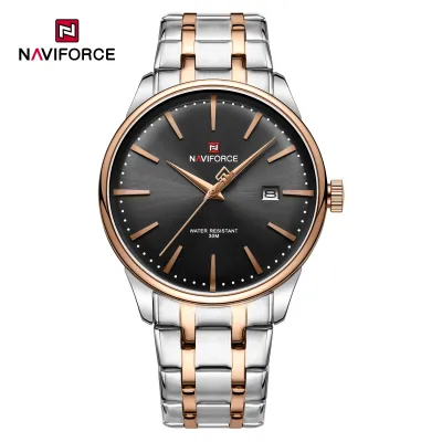 NAVIFORCE 9230 Fashion Lover's Wristwatch Waterproof Quartz Calendar Watches Stainless Steel Band Clock - Silver RoseGold Black